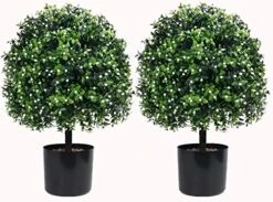 Two 24''T Artificial Boxwood Topiary Ball, 16 Inches Wide Potted Plant UV Resistance, For Indoor Outdoor Home Garden Decor 15 Two 24''T Artificial Boxwood Topiary Ball, 16 Inches Wide Potted Plant UV Resistance, For Indoor Outdoor Home Garden Decor -Artificial Trees Store 51qjuCMU yL. AC