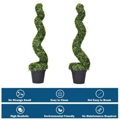 Goplus 4 Feet Spiral Boxwood Artificial Topiary Trees, Large Faux Plant With UV Resistant Realistic Leaves & Cement-Filled Pot, Tall Fake Plant For Indoor Outdoor Home Front Porch Decor 12 Goplus 4 Feet Spiral Boxwood Artificial Topiary Trees, Large Faux Plant With UV Resistant Realistic Leaves & Cement-Filled Pot, Tall Fake Plant For Indoor Outdoor Home Front Porch Decor -Artificial Trees Store 51qkG4pPlXL