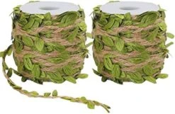 Tenn Well 66Ft Natural Jute Twine, 5MM Burlap Leaf Ribbon With Artificial Vine Green Leaves For Wedding Home Garden Jungle Safari Party Decorations -Artificial Trees Store 51r4a8ZU08L. AC