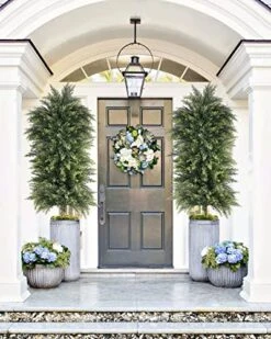 YEMMEN 2 Pack 3.5ft Artificial Cedar Topiary Trees, Outdoor Artificial Plants For Front Porch Décor, Artificial Shrubs Fake Plants Uv Rated Potted Plants For Outdoor, Indoor, Front Door, Office. -Artificial Trees Store 51r73cHVDsL