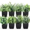 LELEE 8pcs Artificial Potted Plants Mini Fake Potted Plants, Small Eucalyptus Potted Faux Decorative Grass Plant With Black Pot For Home Decor, Indoor, Office, Desk, Table, Shelf Decoration -Artificial Trees Store 51rKUa9SgyL