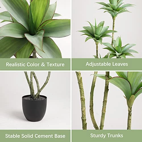 Waoops Artificial Trees Faux Water Lilies With 4 Heads In Pot 4.6 Ft Fake Tree Greenery Plants For Outdoor Indoor Decor Home Office Garden Housewarming Gift (4.6 Feet-1 Pack) 5 Waoops Artificial Trees Faux Water Lilies With 4 Heads In Pot 4.6 Ft Fake Tree Greenery Plants For Outdoor Indoor Decor Home Office Garden Housewarming Gift (4.6 Feet-1 Pack) - Image 3
