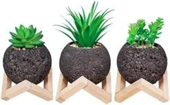 Zerzsy 3 PCS Cute Artificial Succulent Plants With Creative Human Shaped Pots, Mini Potted Succulents Decor For Home Decor (Matte Black) -Artificial Trees Store 51rVNyBPIL. AC