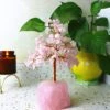 CYFGG Chakra Tree Decor Healing Crystal Tree With Natural Stone Base Decor Copper Money Bonsai Tree Quartz Tree Of Life Suitable For Home Office Table Decorations(Pink)