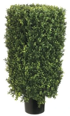 Silk Decor 30-Inch Rectangle Boxwood Topiary Plant, Green/Two-Tone