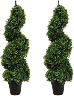 Two 43.3 Inch/3.6 Ft Artificial Topiary Trees Boxwood Topiary Spiral Trees Green Potted Tree Artificial Topiaries Trees -Artificial Trees Store 51sQFT81ZzS. AC