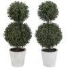 MyGift 14.7 Inch Green Artificial Boxwood Topiary Trees - Decorative Faux Indoor Plants In Gray Paper Pulp Planter Pots -Artificial Trees Store 51sR541TnuL