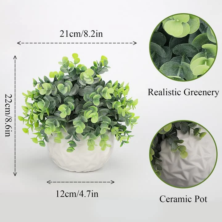 Hopewood Fake Plants Indoor Small Artificial Eucalyptus Plants In White Pots For Bedroom Home Decor Faux Plants Decor 6 Hopewood Fake Plants Indoor Small Artificial Eucalyptus Plants In White Pots For Bedroom Home Decor Faux Plants Decor - Image 4