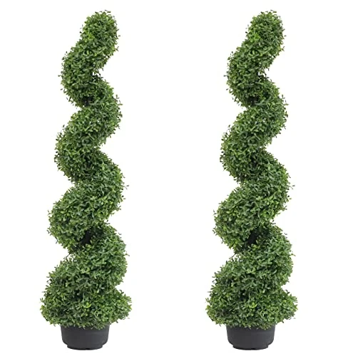 Two 43.3 Inch/3.6 Ft Artificial Spiral Topiary Trees Boxwood Spiral Trees Artificial Topiaries Trees 3 Two 43.3 Inch/3.6 Ft Artificial Spiral Topiary Trees Boxwood Spiral Trees Artificial Topiaries Trees
