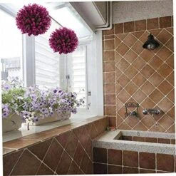 CUCUFA Artificial Topiary Ball Hanging Faux Boxwood Ball Decorative Fake Plant For Home Decor 35cm Purple -Artificial Trees Store 51tKmm0DJZL