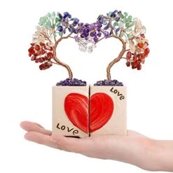 Memolome 7 Chakra Healing Crystal Heart Money Tree Reiki Quartz Gemstone Bonsai Handmade Crystal Figurine Feng Shui Tree Ornament Good Luck Wealth Home Office Desk Decor 2Pcs Set -Artificial Trees Store 51tVix8xX3L