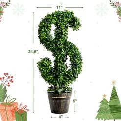 Goplus 24.5” Artificial Boxwood Topiary Tree, Set Of 2 Dollar-Shaped Fake Greenery Plant W/Cement-Filled Plastic Pot, Moss, Luxuriant Faux Potted Plant For Indoor Outdoor Home Office 15 Goplus 24.5” Artificial Boxwood Topiary Tree, Set Of 2 Dollar-Shaped Fake Greenery Plant W/Cement-Filled Plastic Pot, Moss, Luxuriant Faux Potted Plant For Indoor Outdoor Home Office -Artificial Trees Store 51th731IPxL