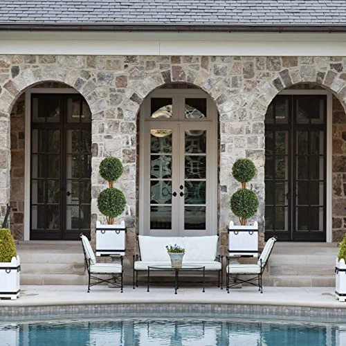 Lifelike Indoor&Outdoor Use 3Ft Boxwood Double Ball Topiary Trees Faux Topiary Tree For Porch,Home,Garden Decor(Set Of 2) 6 Lifelike Indoor&Outdoor Use 3Ft Boxwood Double Ball Topiary Trees Faux Topiary Tree For Porch,Home,Garden Decor(Set Of 2) - Image 4