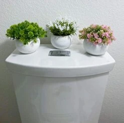 Artificial Mini Potted Plant Decor (Set Of 3) | Pink, White, Green Set | Fake Plant | Office Decor, Bathroom Decor, Farmhouse Decor, Kitchen Decor | Faux Topiary Decore | Home Decor Clearance -Artificial Trees Store 51uAf3DWigL