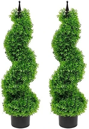 Armada Boxwood Topiary Trees Faux Spiral Artificial Feaux Plants Green Fakes Toparies Tree Indoor Outdoor Decor Plant With Plastic Pot Set Of 2 (35 Inch) 7 Armada Boxwood Topiary Trees Faux Spiral Artificial Feaux Plants Green Fakes Toparies Tree Indoor Outdoor Decor Plant With Plastic Pot Set Of 2 (35 Inch) - Image 5