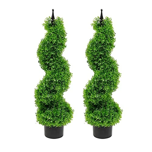 Armada Boxwood Topiary Trees Faux Spiral Artificial Feaux Plants Green Fakes Toparies Tree Indoor Outdoor Decor Plant With Plastic Pot Set Of 2 (35 Inch) 3 Armada Boxwood Topiary Trees Faux Spiral Artificial Feaux Plants Green Fakes Toparies Tree Indoor Outdoor Decor Plant With Plastic Pot Set Of 2 (35 Inch)