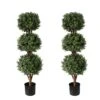 Momoplant Artificial Topiary Triple Ball Boxwood Tree, Two Pack Fake Topiaries Trees 46.5inch Faux Shrubs Plants Potted Outdoor Indoor Proch Office Garden Green (3.87ft) -Artificial Trees Store 51ud1pDclvL
