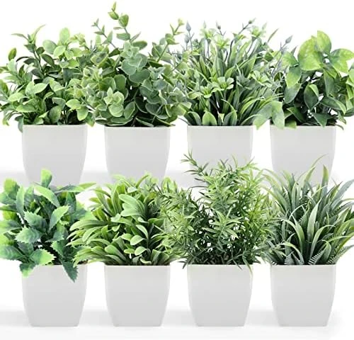 LELEE 8pcs Artificial Potted Plants Mini Fake Potted Plants, Small Eucalyptus Potted Faux Decorative Grass Plant With Black Pot For Home Decor, Indoor, Office, Desk, Table, Shelf Decoration 9 LELEE 8pcs Artificial Potted Plants Mini Fake Potted Plants, Small Eucalyptus Potted Faux Decorative Grass Plant With Black Pot For Home Decor, Indoor, Office, Desk, Table, Shelf Decoration - Image 7