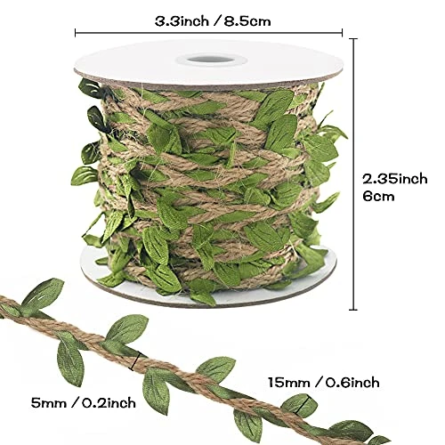 Natural Jute Twine, 66 Feet 5mm Burlap Leaf Ribbon, Braided Decoration Vine With Artificial Green Leaves For Jungle Safari Themed Party Birthday Wedding Garden Home Decor(1 Roll) 3 Natural Jute Twine, 66 Feet 5mm Burlap Leaf Ribbon, Braided Decoration Vine With Artificial Green Leaves For Jungle Safari Themed Party Birthday Wedding Garden Home Decor(1 Roll)
