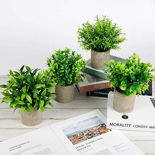 CEWOR Artificial Potted Plants, Mini Fake Plant Greenery Decoration For Barhroom Shelf Home Office Desk Table Indoor Decor, 4 Pack 7 CEWOR Artificial Potted Plants, Mini Fake Plant Greenery Decoration For Barhroom Shelf Home Office Desk Table Indoor Decor, 4 Pack - Image 5