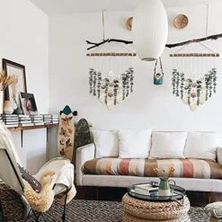 Boho Wall Decor Artificial Eucalyptus Greenery Wall Hanging Bathroom Decor Fake Eucalyptus Plants Leaves With Seashell On Stick Rustic Farmhouse Natural Home Decorations For Bedroom Nursery Kitchen -Artificial Trees Store 51vQGDRBKQL