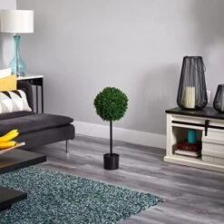 Nearly Natural Artificial UV Resistant 2.5â€™ Boxwood Ball Topiary Tree (Indoor/Outdoor), Green,12"D X 12"W X 2.5'H -Artificial Trees Store 51vXMh6VrnL