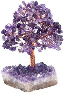 Jovivi Natural Amethyst Healing Crystal Money Tree On Amethyst Cluster Geode Druzy Base Feng Shui Crystals For Home Office Desk Decorations, Wealth, Good Luck -Artificial Trees Store 51wBGAjXqmL. AC