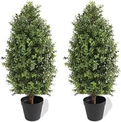 Momoplant 2.5FT-30Inch Artificial Plants Tree Shaped Boxwood Topiary Cone Topiaries Bushes Potted Fake Plants Outdoor/Indoor Decor（Set Of 2） -Artificial Trees Store 51wDuqx7K5L. AC