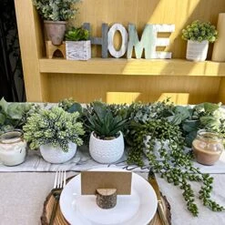 Winlyn 3 Pcs Assorted Small Potted Succulent Plants Artificial Aloe Hanging Succulent In White Geometric Concrete Ceramic Pots For Gift Party Wedding Favors Windowsill Table Shelf Indoor Outdoor Decor -Artificial Trees Store 51wOEfdRnZL