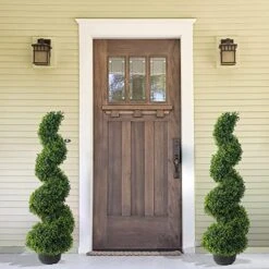 35 Inch Artificial Boxwood Topiary Tree Spiral Plants Fake Faux Artificial Topiary Trees Plant Decor In Plastic Pot Green Indoor Or Outdoor For Garden Gate Office Home Decoration Gifts, Set Of 2 13 35 Inch Artificial Boxwood Topiary Tree Spiral Plants Fake Faux Artificial Topiary Trees Plant Decor In Plastic Pot Green Indoor Or Outdoor For Garden Gate Office Home Decoration Gifts, Set Of 2 -Artificial Trees Store 51wccsFKC9L