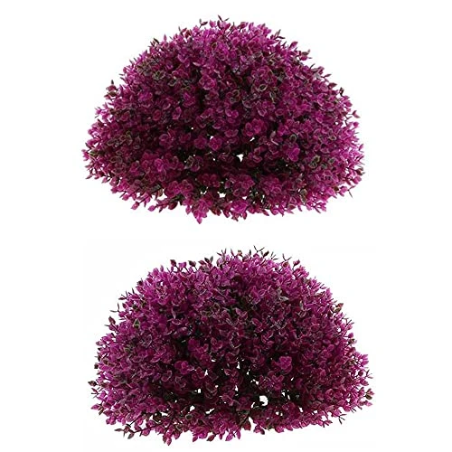 Drokit Artificial Plant Topiary Ball,Artificial Topiary Trees Ball,Faux Boxwood Decorative Balls For Indoor/Outdoor Faux Plants Ball Deco Purple 4 Drokit Artificial Plant Topiary Ball,Artificial Topiary Trees Ball,Faux Boxwood Decorative Balls For Indoor/Outdoor Faux Plants Ball Deco Purple - Image 2