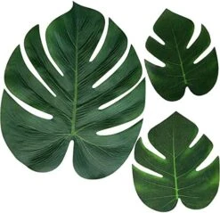 Moon Boat 120PCS Tropical Palm Leaves Plants Hibiscus Artificial-105Pcs 7 Kinds Green Fake Leaf+15pcs Flowers, Hawaiian/Luau/Safari Jungle Party Table Decorations -Artificial Trees Store 51x6TK8r0bL. AC