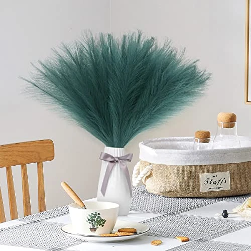 Eyamumo 7 Stems Faux Pampas Grass 17.7''/45cm Tall, Small Fluffy Pompas Decor, Fake Artificial Pampas Grass For Floor Vase Home Office Boho Decor, MalachiteGreen Faux Pompas Grass 6 Eyamumo 7 Stems Faux Pampas Grass 17.7''/45cm Tall, Small Fluffy Pompas Decor, Fake Artificial Pampas Grass For Floor Vase Home Office Boho Decor, MalachiteGreen Faux Pompas Grass - Image 4