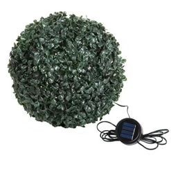 Pure Garden 50-128 Solar Powered LED Artificial Topiary Ball-Decorative Pre-lit Faux Boxwood With Rechargeable Battery-Outdoor Lawn And Garden Decor -Artificial Trees Store 51xDqbwwuWL