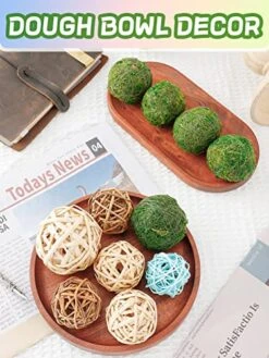 10Pack Decorative Faux Dried Moss Balls And 8Pack Wicker Rattan Balls- Artificial Green Plant Mossy Wicker Rattan Cord Balls Set For Summer Vase Dough Bowl Filler Home Garden Party Wedding Display