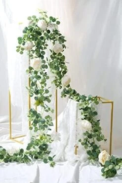 Der Rose 2 Pack 13Ft Artificial Eucalyptus Flower Garland With Fake Rose Flower Vine Seeded Eucalyptus Leaves Greenery Garland For Wedding Table Runner Backdrop Party Centerpiece Room Decor (White) 31 Der Rose 2 Pack 13Ft Artificial Eucalyptus Flower Garland With Fake Rose Flower Vine Seeded Eucalyptus Leaves Greenery Garland For Wedding Table Runner Backdrop Party Centerpiece Room Decor (White) -Artificial Trees Store 51xPCKRBxiL. AC