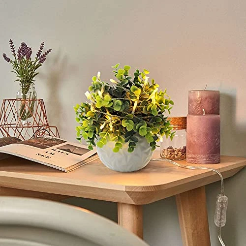 Hopewood Fake Plants Indoor Small Artificial Eucalyptus Plants In White Pots For Bedroom Home Decor Faux Plants Decor 4 Hopewood Fake Plants Indoor Small Artificial Eucalyptus Plants In White Pots For Bedroom Home Decor Faux Plants Decor - Image 2