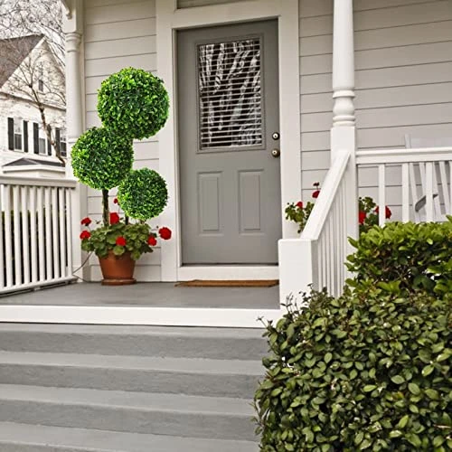 Coregreen Artificial Boxwood Topiary Tree In Pot 27.5inch Artificial Triple Ball Shaped Plant Fake Plant Faux Greenery Potted Tree Indoor Ourdoor Decoration Home Office Decor 7 Coregreen Artificial Boxwood Topiary Tree In Pot 27.5inch Artificial Triple Ball Shaped Plant Fake Plant Faux Greenery Potted Tree Indoor Ourdoor Decoration Home Office Decor - Image 5
