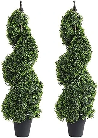 Armada Boxwood Topiary Trees Faux Spiral Artificial Feaux Plants Green Fakes Toparies Tree Indoor Outdoor Decor Plant With Plastic Pot Set Of 2 (35 Inch) 8 Armada Boxwood Topiary Trees Faux Spiral Artificial Feaux Plants Green Fakes Toparies Tree Indoor Outdoor Decor Plant With Plastic Pot Set Of 2 (35 Inch) - Image 6