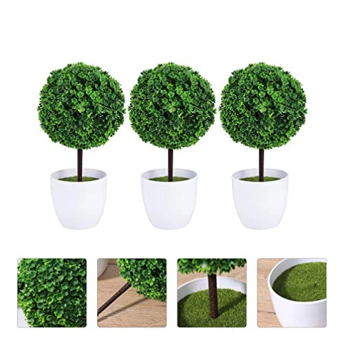 FOMIYES Artificial Plants 3pcs Potted Topiary Balls Mini Potted Boxwood Artificial Greenery Plant In Pot Table Centerpiece For Farmhouse Mantel Shelf Office Desk Decor Home Decor 4 FOMIYES Artificial Plants 3pcs Potted Topiary Balls Mini Potted Boxwood Artificial Greenery Plant In Pot Table Centerpiece For Farmhouse Mantel Shelf Office Desk Decor Home Decor - Image 2