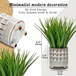Potted Plants Artificial Decor Faux Plants Indoor Artificial Grass Plant In Ceramic Pot For Home Decor Realistic Green Fake Grass House Living Room Bedroom Bathroom Office Greenery Decoration -Artificial Trees Store 51yPDDehrJL