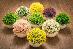 Mini Artificial Plant In White Ceramic Pot | Decorative Faux Plant For Home/Office Decor | Small Potted Topiary | Farmhouse Decor Accent | Desk/Kitchen/Bathroom/Shelf Fake Plant (Yellow) -Artificial Trees Store 51yc5OGk23L