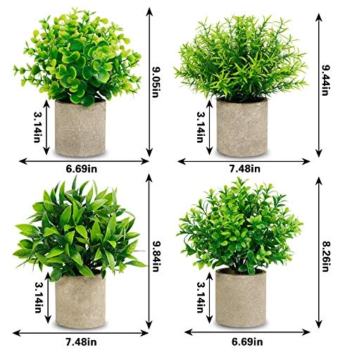 CEWOR Artificial Potted Plants, Mini Fake Plant Greenery Decoration For Barhroom Shelf Home Office Desk Table Indoor Decor, 4 Pack 4 CEWOR Artificial Potted Plants, Mini Fake Plant Greenery Decoration For Barhroom Shelf Home Office Desk Table Indoor Decor, 4 Pack - Image 2