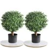 Momoplant 20Inch-1.7Ft Artificial Topiaries Boxwood Topiary Ball Tree Front Porch UV Resistant Potted Plants Tree For Indoor Outdoor Home Garden (White Flowers, Set Of 2) -Artificial Trees Store 51ylbVLseRL