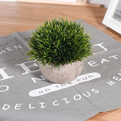 Tuokor Small Artificial Plants 5 Inch Mini Plastic Fake Green Topiary Shrubs With Pot For Home Décor (Green & White Set) 4 Tuokor Small Artificial Plants 5 Inch Mini Plastic Fake Green Topiary Shrubs With Pot For Home Décor (Green & White Set) - Image 2
