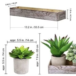 Winlyn Set Of 3 Artificial Potted Succulents Plants In Rustic Wood Tray Succulents Arrangement For Farmhouse Table Centerpiece Desk Windowsill Shelf Counter Home Bathroom Kitchen Office Country Decor -Artificial Trees Store 51z4CVk439L