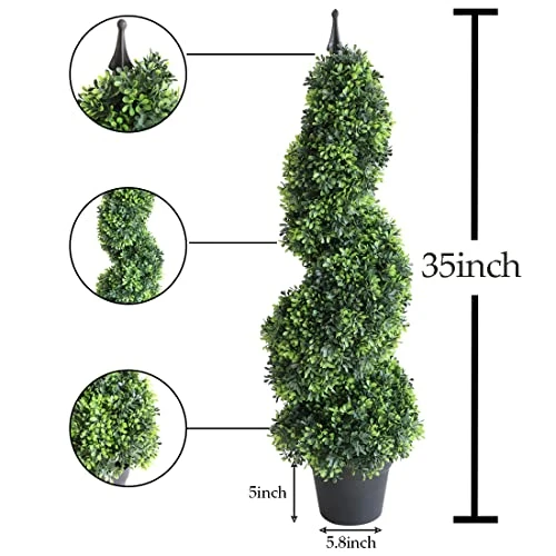 Momoplant Artificial Topiaries Outdoor Boxwood Trees, Spiral Topiary Tree 3 Ft(2 Pieces) Faux Topiary Tree Outdoor Feaux Plant For Decorative Indoor/Outdoor/Garden (35inch) 4 Momoplant Artificial Topiaries Outdoor Boxwood Trees, Spiral Topiary Tree 3 Ft(2 Pieces) Faux Topiary Tree Outdoor Feaux Plant For Decorative Indoor/Outdoor/Garden (35inch) - Image 2