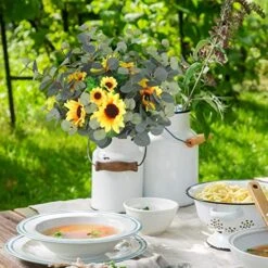 FUNARTY 6 Pcs Artificial Eucalyptus Leaves Stems 25in Tall With 80 Leaves Fake Silver Dollar Eucalyptus Plant Greenery Stems Branches For Farmhouse Vase Bouquets Wedding Home Decor -Artificial Trees Store 51zH4Jq6uaL