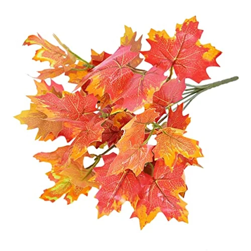 Sunrisee 2 Pcs Artificial Maple Shrubs Fake Plants Fall Maple Leaf Bunches For Halloween Home Garden Office Decor, 11.8'' 6 Sunrisee 2 Pcs Artificial Maple Shrubs Fake Plants Fall Maple Leaf Bunches For Halloween Home Garden Office Decor, 11.8'' - Image 4
