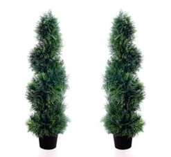 2 Best Artificial 90cm 3ft Cedar Spiral Trees Alt Boxwood Buxus
